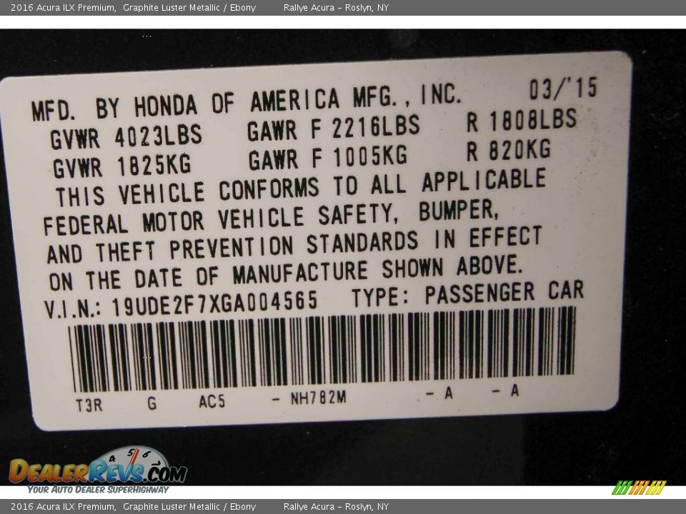2016 Acura ILX Premium Graphite Luster Metallic / Ebony Photo #18