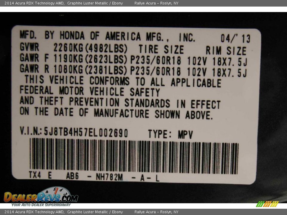 2014 Acura RDX Technology AWD Graphite Luster Metallic / Ebony Photo #19