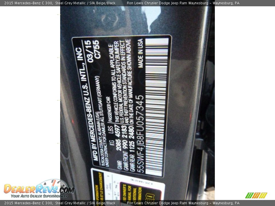2015 Mercedes-Benz C 300 Steel Grey Metallic / Silk Beige/Black Photo #15
