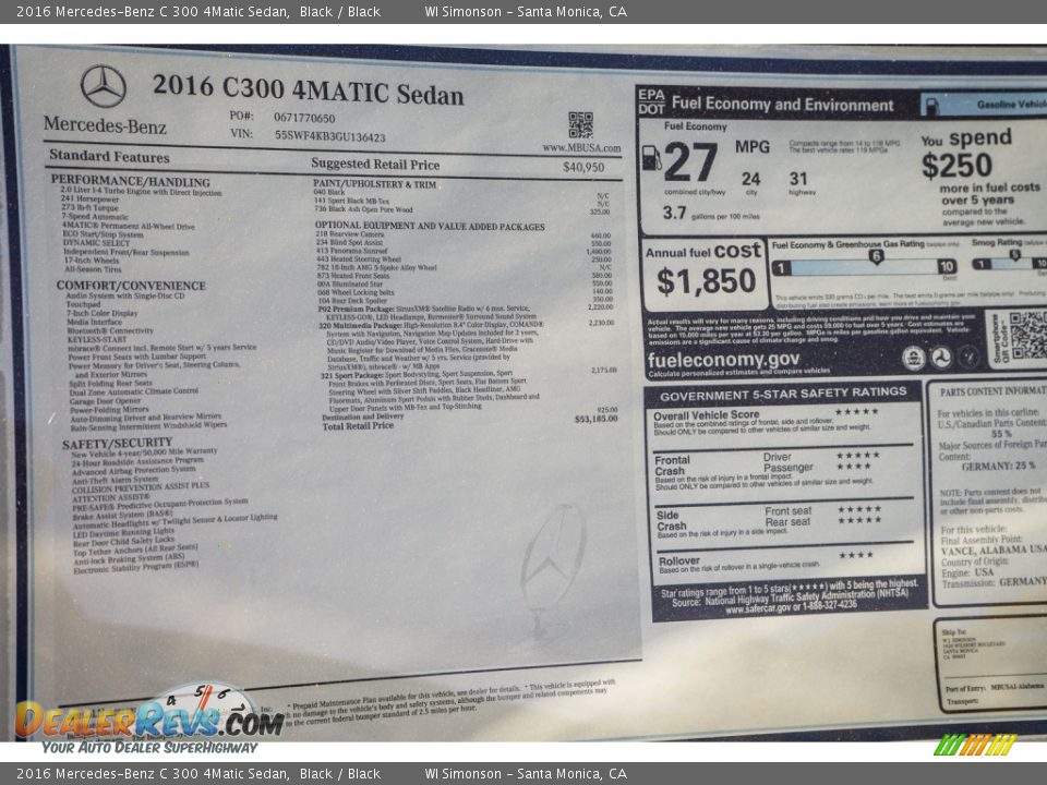 2016 Mercedes-Benz C 300 4Matic Sedan Black / Black Photo #11