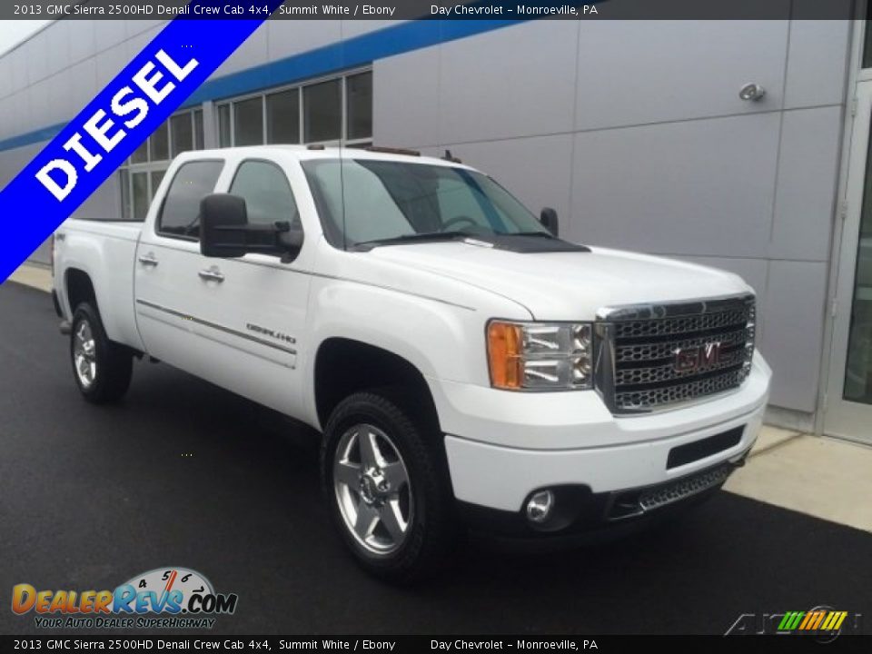 2013 GMC Sierra 2500HD Denali Crew Cab 4x4 Summit White / Ebony Photo #1