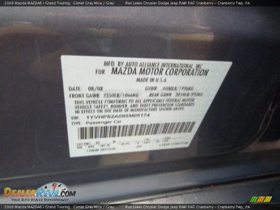 2009 Mazda MAZDA6 i Grand Touring Comet Gray Mica / Gray Photo #16