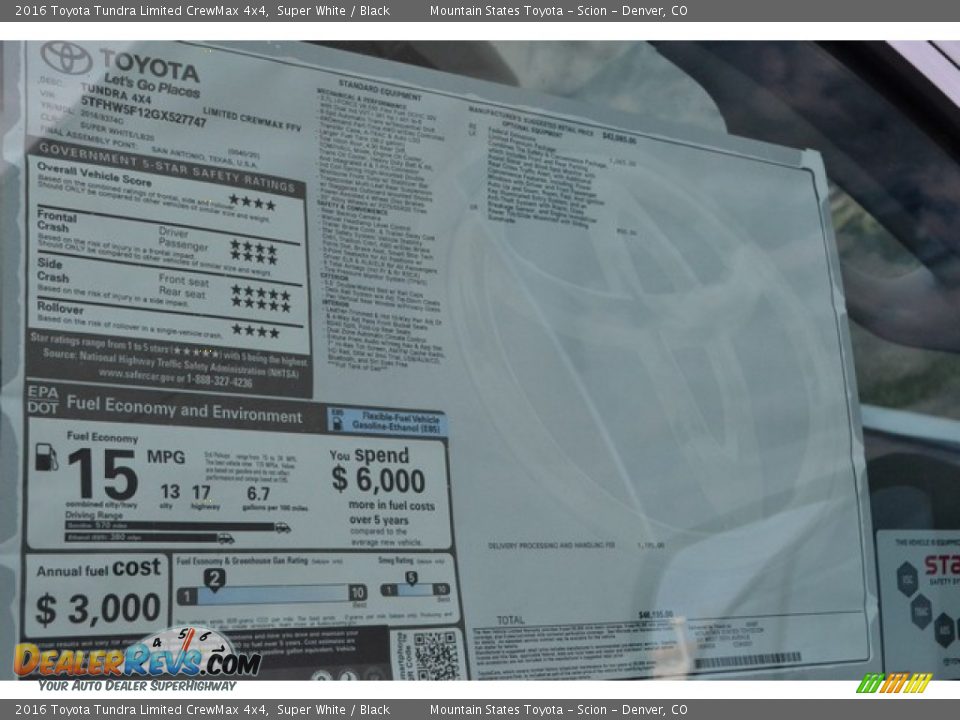 2016 Toyota Tundra Limited CrewMax 4x4 Super White / Black Photo #14