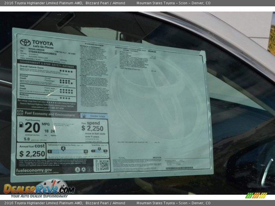 2016 Toyota Highlander Limited Platinum AWD Blizzard Pearl / Almond Photo #11