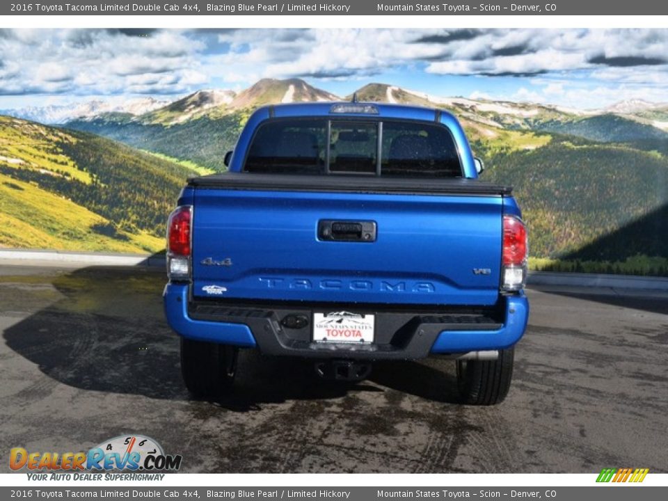 2016 Toyota Tacoma Limited Double Cab 4x4 Blazing Blue Pearl / Limited Hickory Photo #4
