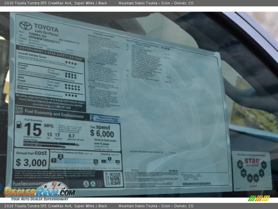 2016 Toyota Tundra SR5 CrewMax 4x4 Super White / Black Photo #10
