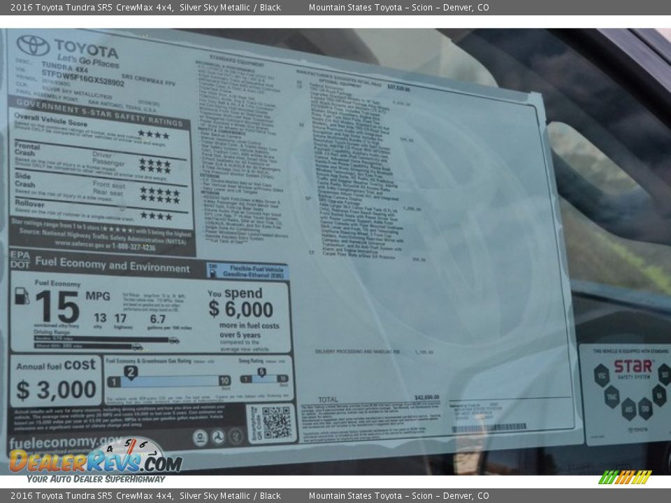 2016 Toyota Tundra SR5 CrewMax 4x4 Silver Sky Metallic / Black Photo #10