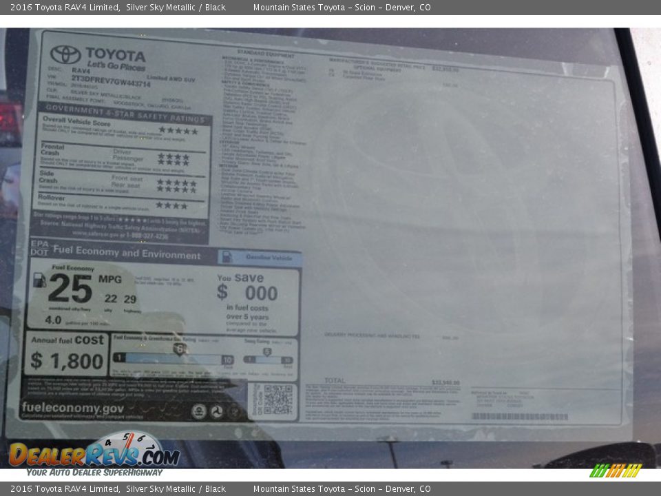 2016 Toyota RAV4 Limited Silver Sky Metallic / Black Photo #10