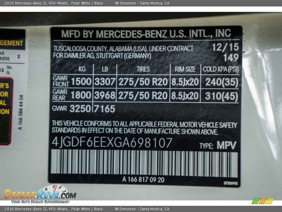 2016 Mercedes-Benz GL 450 4Matic Polar White / Black Photo #6