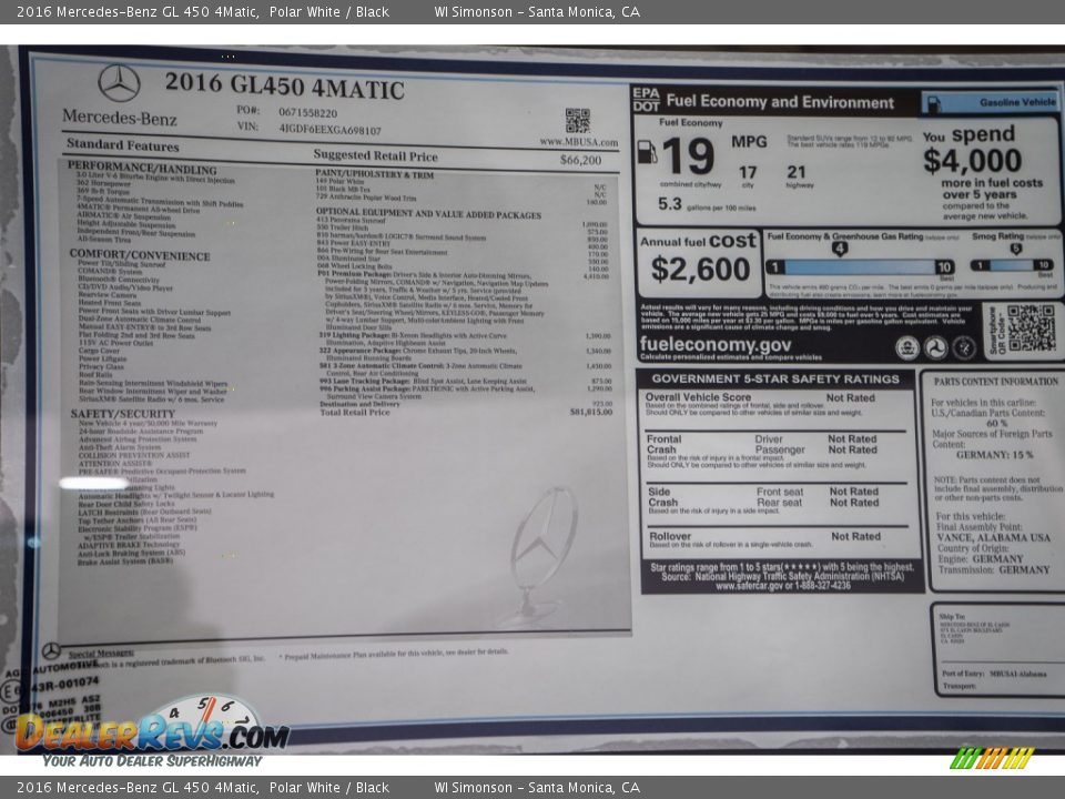 2016 Mercedes-Benz GL 450 4Matic Polar White / Black Photo #11