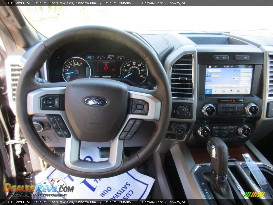 2016 Ford F150 Platinum SuperCrew 4x4 Shadow Black / Platinum Brunello Photo #22