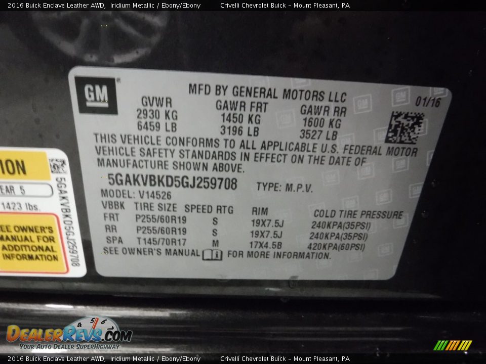 2016 Buick Enclave Leather AWD Iridium Metallic / Ebony/Ebony Photo #26