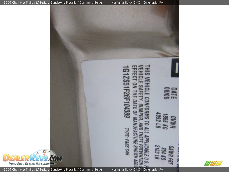 2006 Chevrolet Malibu LS Sedan Sandstone Metallic / Cashmere Beige Photo #15