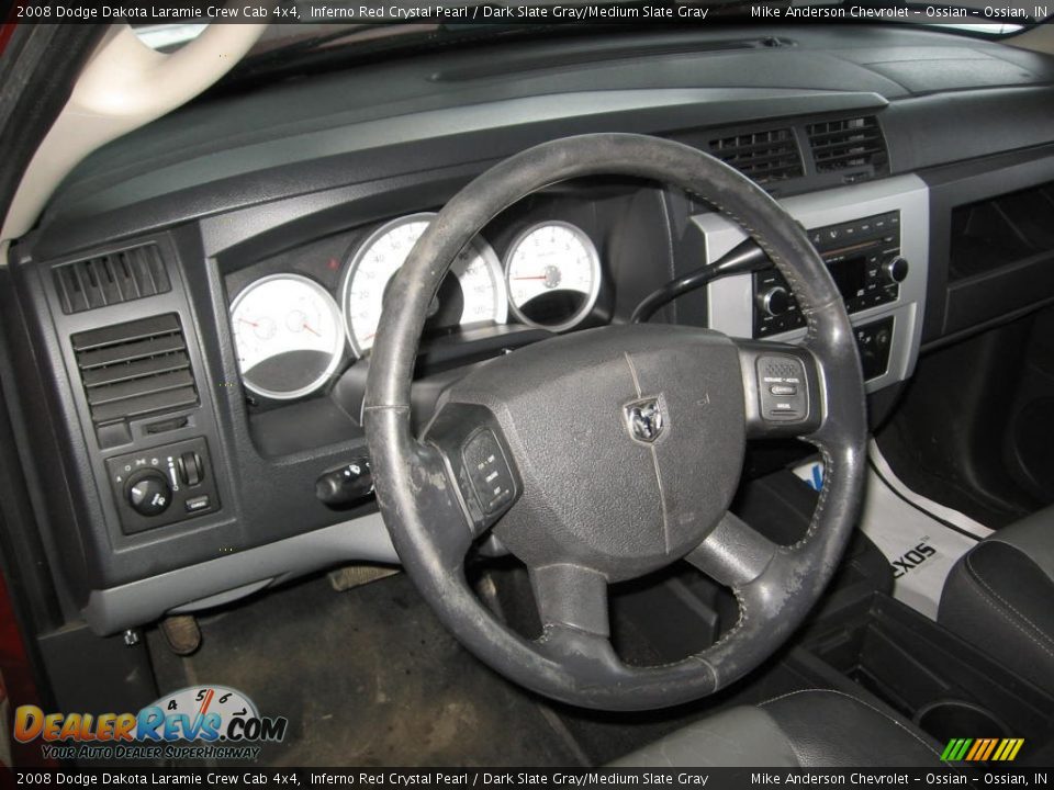 2008 Dodge Dakota Laramie Crew Cab 4x4 Inferno Red Crystal Pearl / Dark Slate Gray/Medium Slate Gray Photo #6