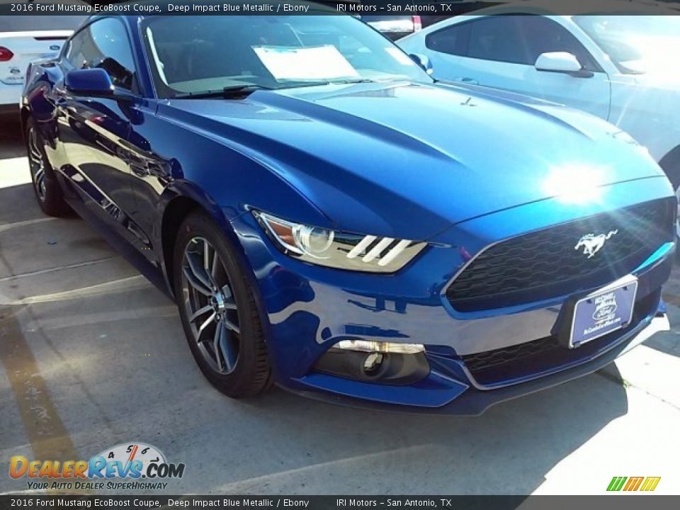 2016 Ford Mustang EcoBoost Coupe Deep Impact Blue Metallic / Ebony Photo #1