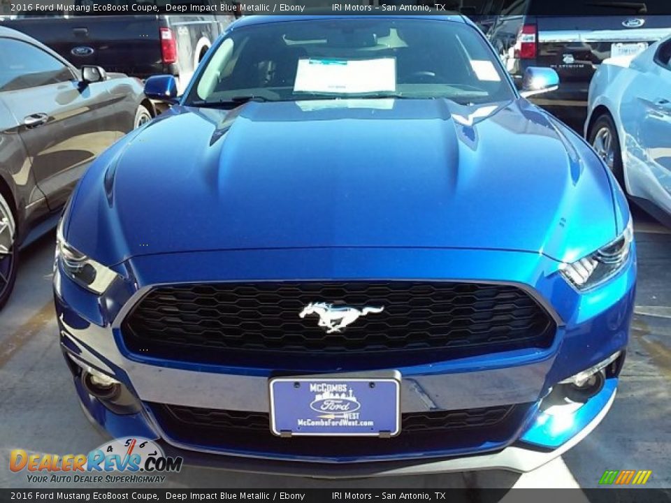 2016 Ford Mustang EcoBoost Coupe Deep Impact Blue Metallic / Ebony Photo #6