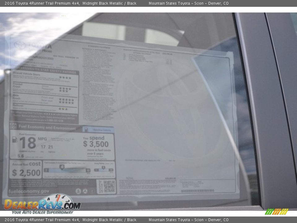 2016 Toyota 4Runner Trail Premium 4x4 Midnight Black Metallic / Black Photo #10