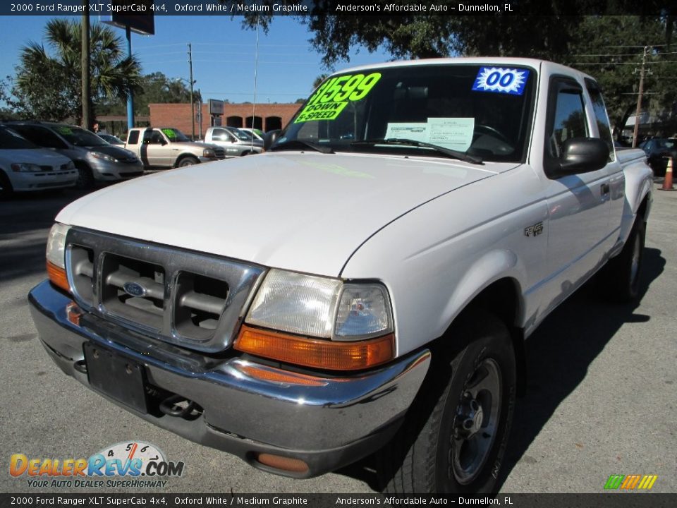 2000 Ford Ranger XLT SuperCab 4x4 Oxford White / Medium Graphite Photo #7