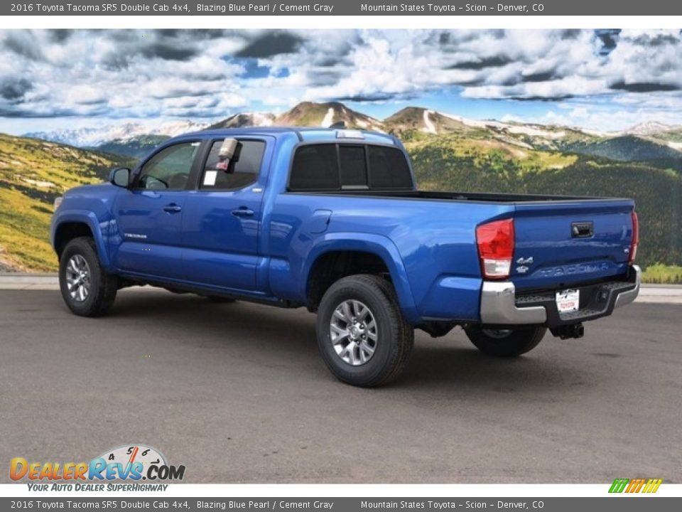 2016 Toyota Tacoma SR5 Double Cab 4x4 Blazing Blue Pearl / Cement Gray Photo #3