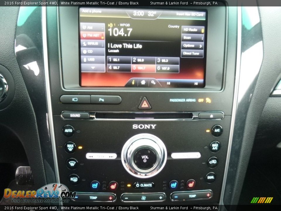2016 Ford Explorer Sport 4WD White Platinum Metallic Tri-Coat / Ebony Black Photo #15