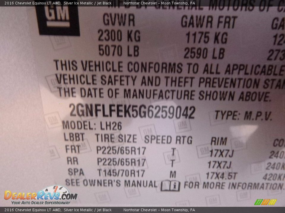 2016 Chevrolet Equinox LT AWD Silver Ice Metallic / Jet Black Photo #14