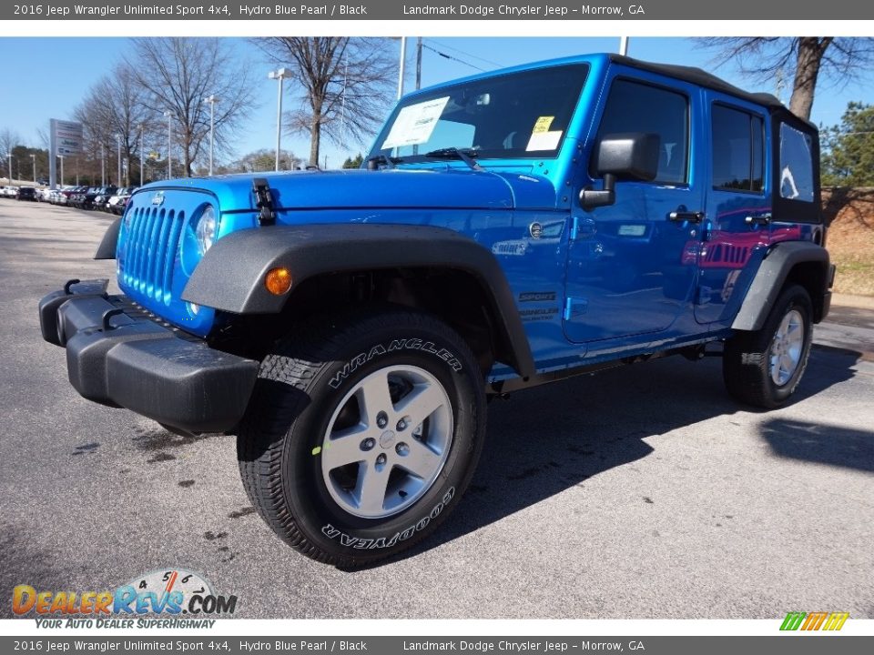 2016 Jeep Wrangler Unlimited Sport 4x4 Hydro Blue Pearl / Black Photo #1