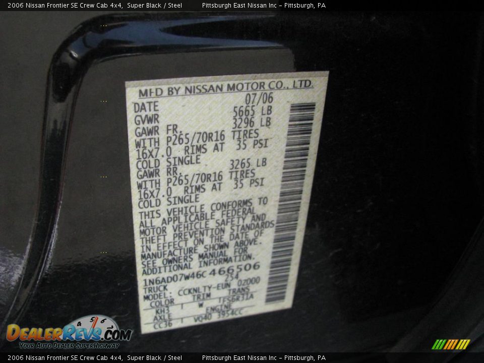 2006 Nissan Frontier SE Crew Cab 4x4 Super Black / Steel Photo #14