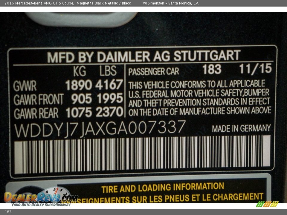 Mercedes-Benz Color Code 183 Magnetite Black Metallic