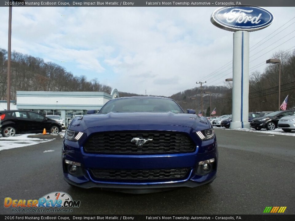 2016 Ford Mustang EcoBoost Coupe Deep Impact Blue Metallic / Ebony Photo #2