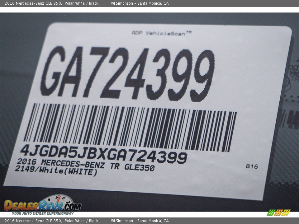 2016 Mercedes-Benz GLE 350 Polar White / Black Photo #8