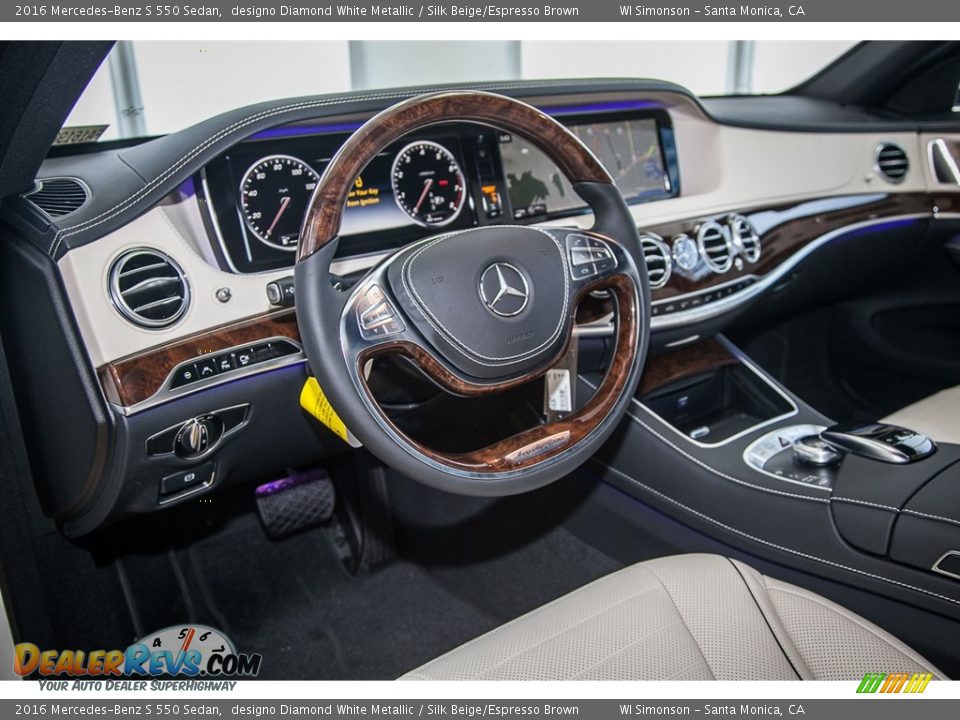 Silk Beige/Espresso Brown Interior - 2016 Mercedes-Benz S 550 Sedan Photo #6