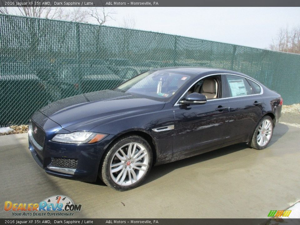 2016 Jaguar XF 35t AWD Dark Sapphire / Latte Photo #9