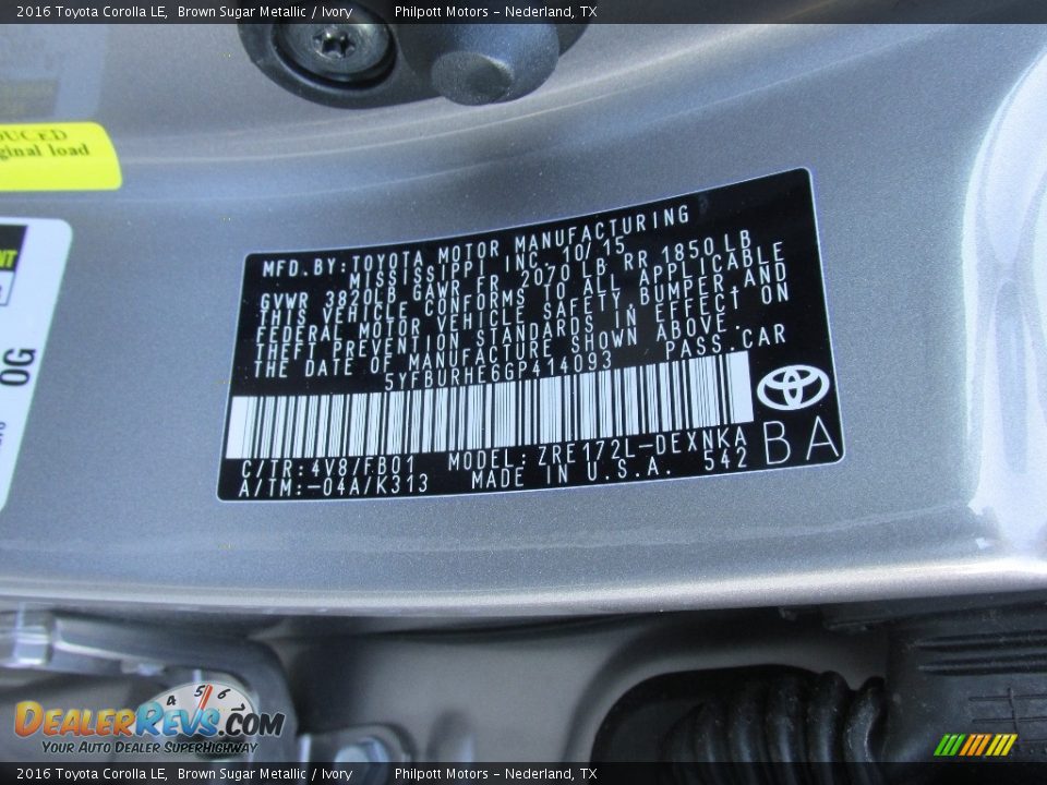 2016 Toyota Corolla LE Brown Sugar Metallic / Ivory Photo #32
