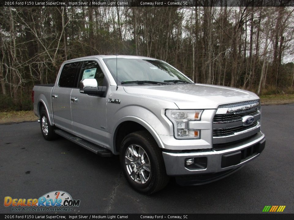 2016 Ford F150 Lariat SuperCrew Ingot Silver / Medium Light Camel Photo #1