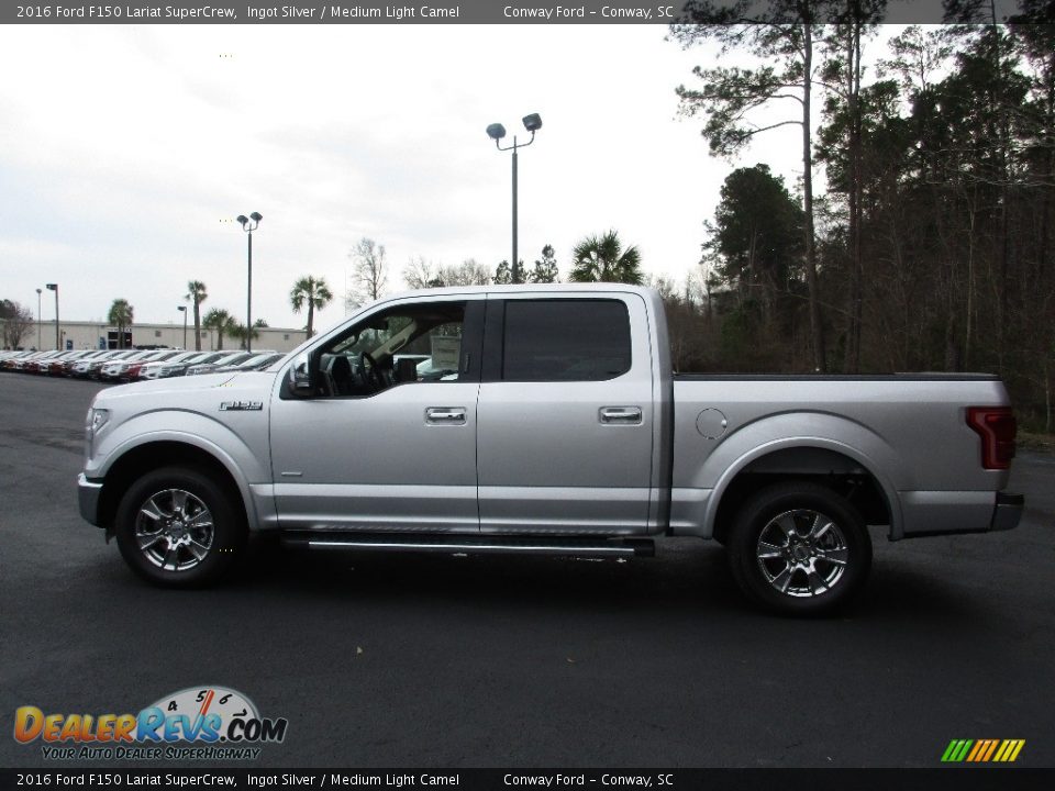 2016 Ford F150 Lariat SuperCrew Ingot Silver / Medium Light Camel Photo #10