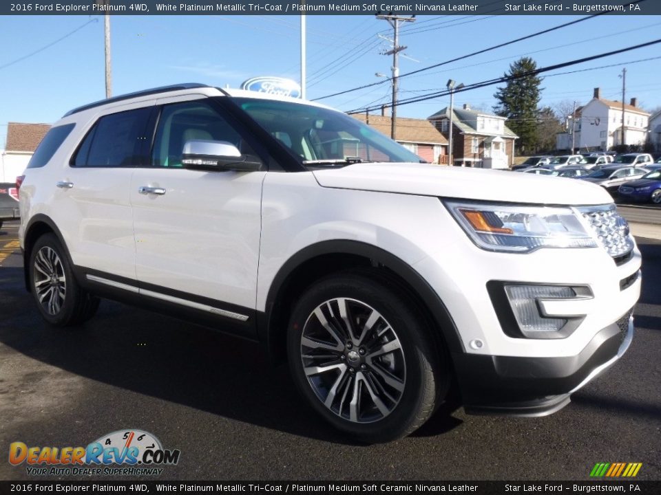 2016 Ford Explorer Platinum 4WD White Platinum Metallic Tri-Coat / Platinum Medium Soft Ceramic Nirvana Leather Photo #3