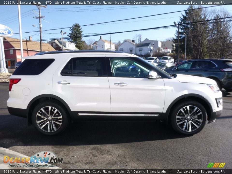 2016 Ford Explorer Platinum 4WD White Platinum Metallic Tri-Coat / Platinum Medium Soft Ceramic Nirvana Leather Photo #4