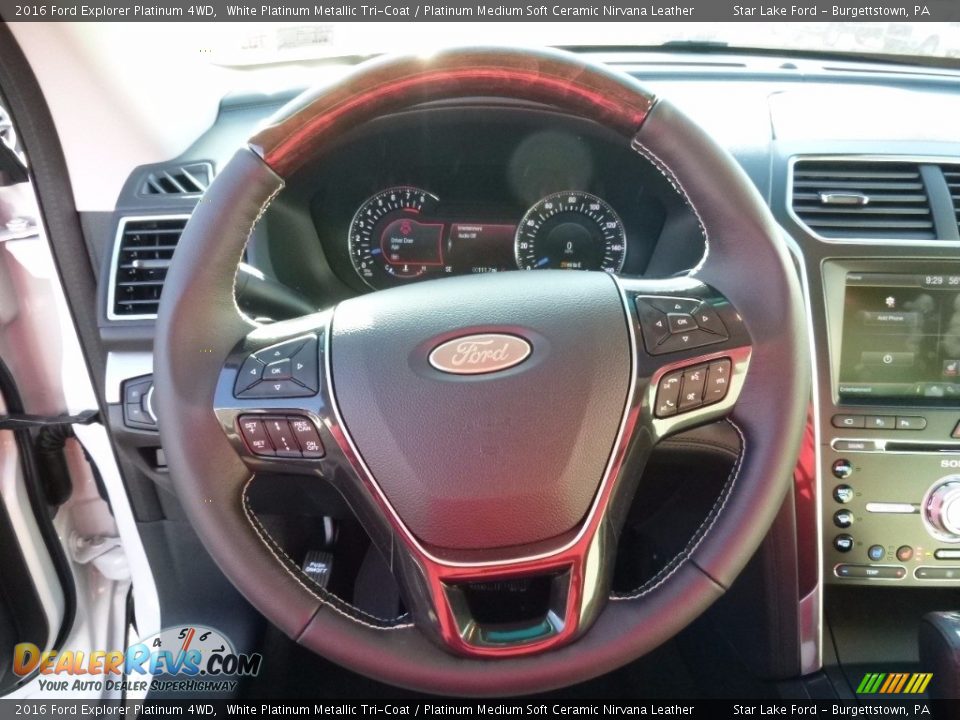 2016 Ford Explorer Platinum 4WD White Platinum Metallic Tri-Coat / Platinum Medium Soft Ceramic Nirvana Leather Photo #16