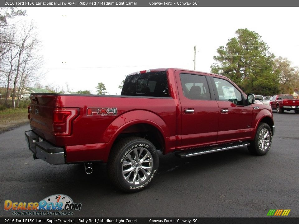2016 Ford F150 Lariat SuperCrew 4x4 Ruby Red / Medium Light Camel Photo #3