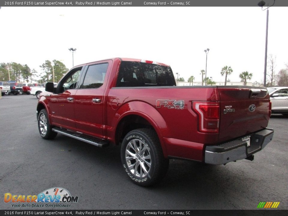 2016 Ford F150 Lariat SuperCrew 4x4 Ruby Red / Medium Light Camel Photo #9