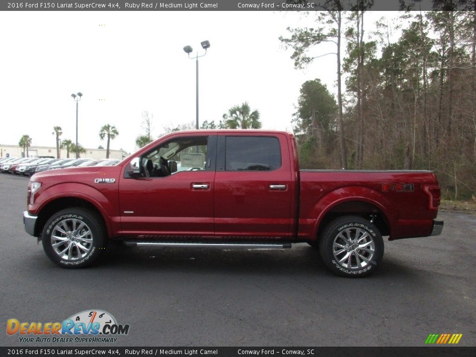 2016 Ford F150 Lariat SuperCrew 4x4 Ruby Red / Medium Light Camel Photo #10