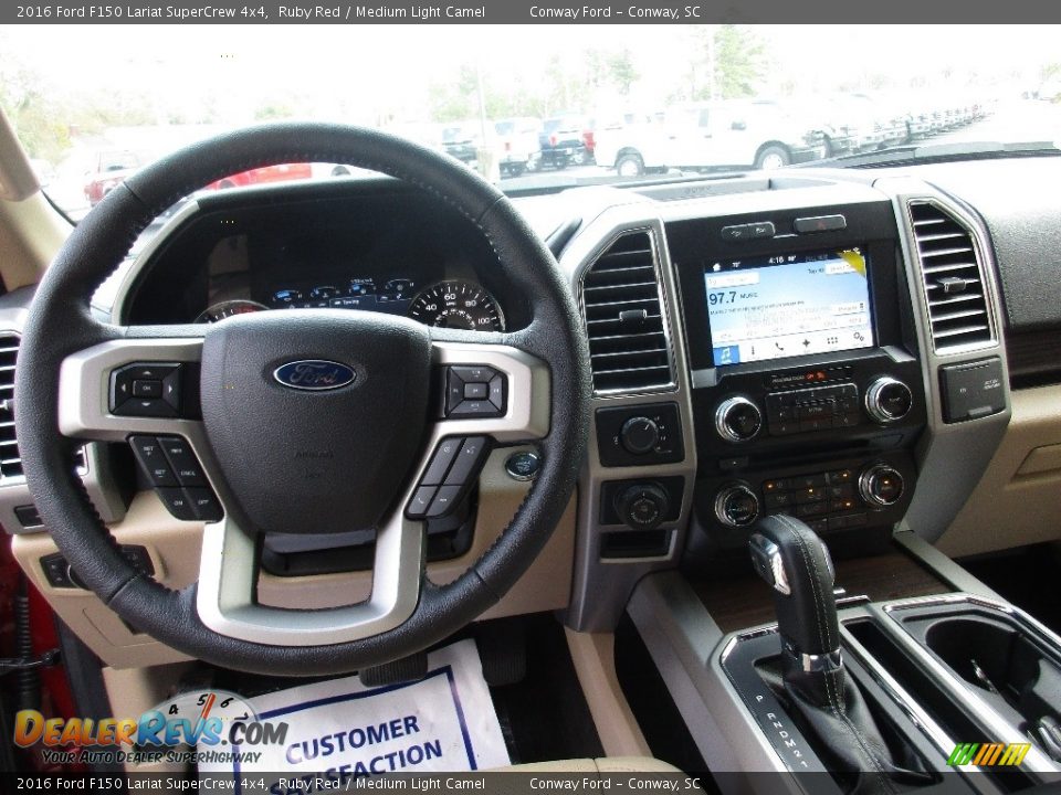 2016 Ford F150 Lariat SuperCrew 4x4 Ruby Red / Medium Light Camel Photo #26