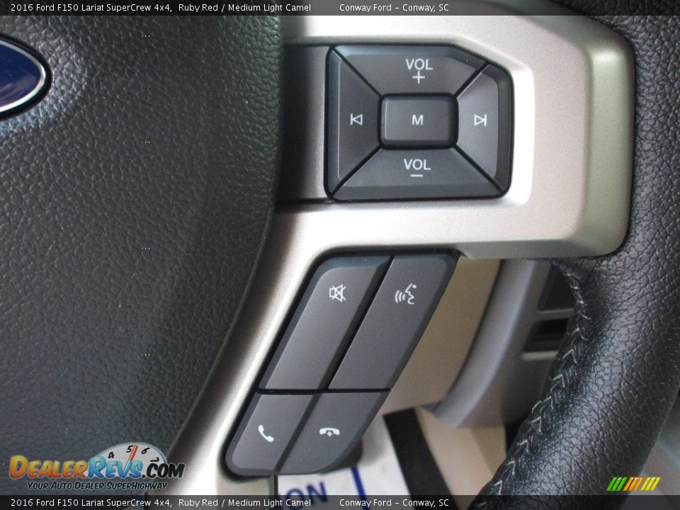 2016 Ford F150 Lariat SuperCrew 4x4 Ruby Red / Medium Light Camel Photo #34