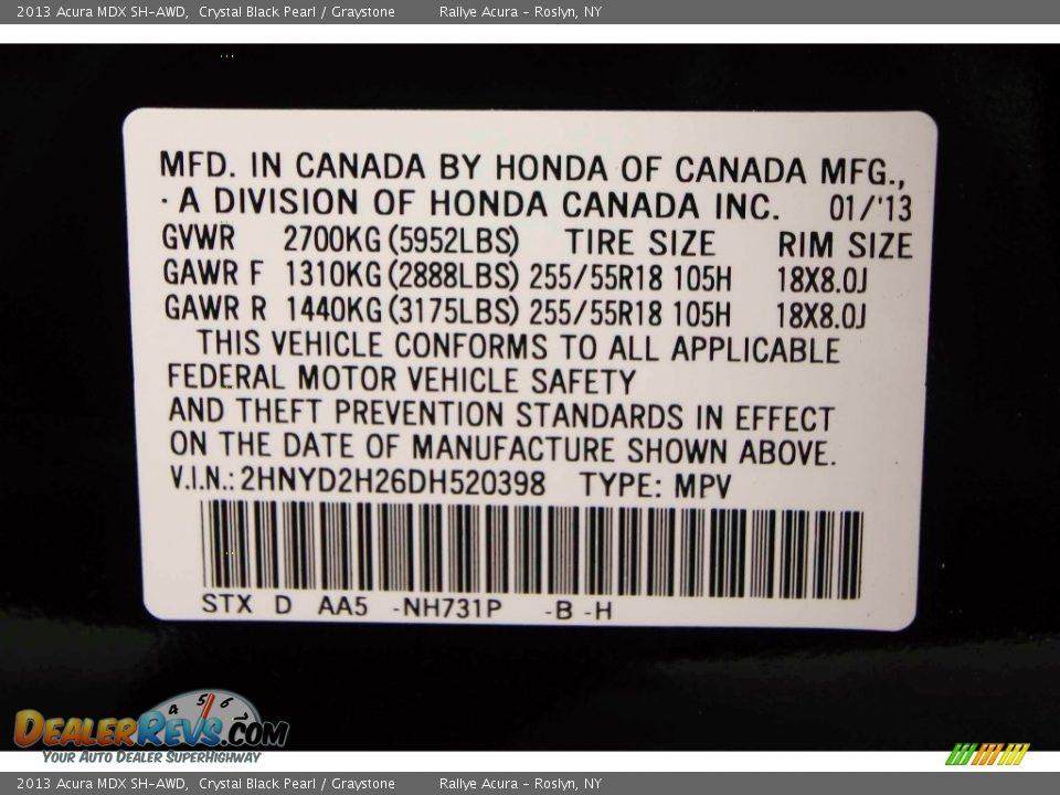 2013 Acura MDX SH-AWD Crystal Black Pearl / Graystone Photo #17