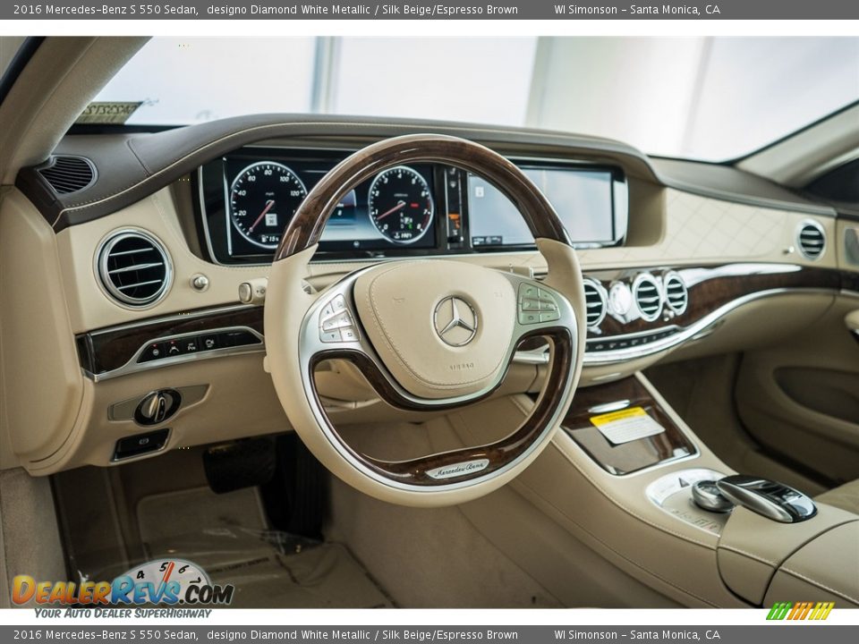 2016 Mercedes-Benz S 550 Sedan designo Diamond White Metallic / Silk Beige/Espresso Brown Photo #5