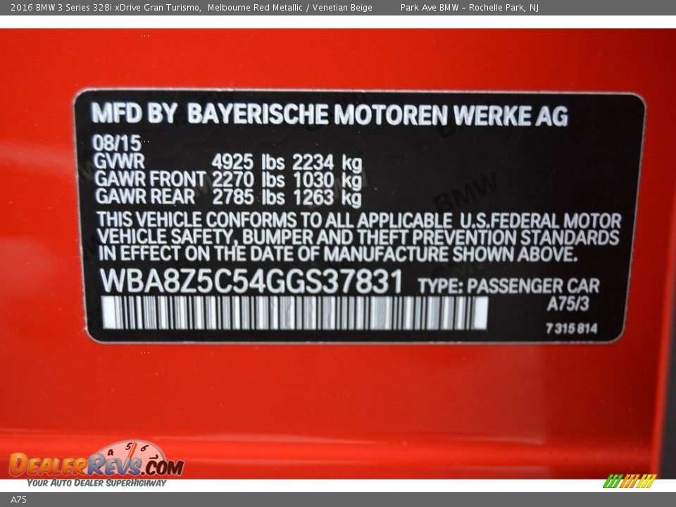 BMW Color Code A75 Melbourne Red Metallic