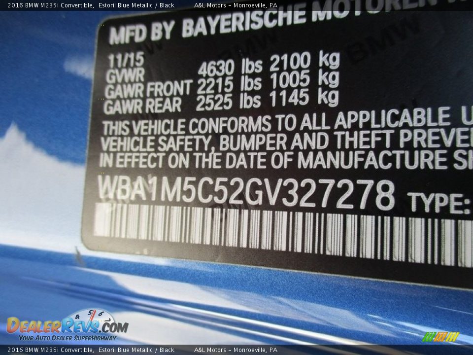 2016 BMW M235i Convertible Estoril Blue Metallic / Black Photo #19