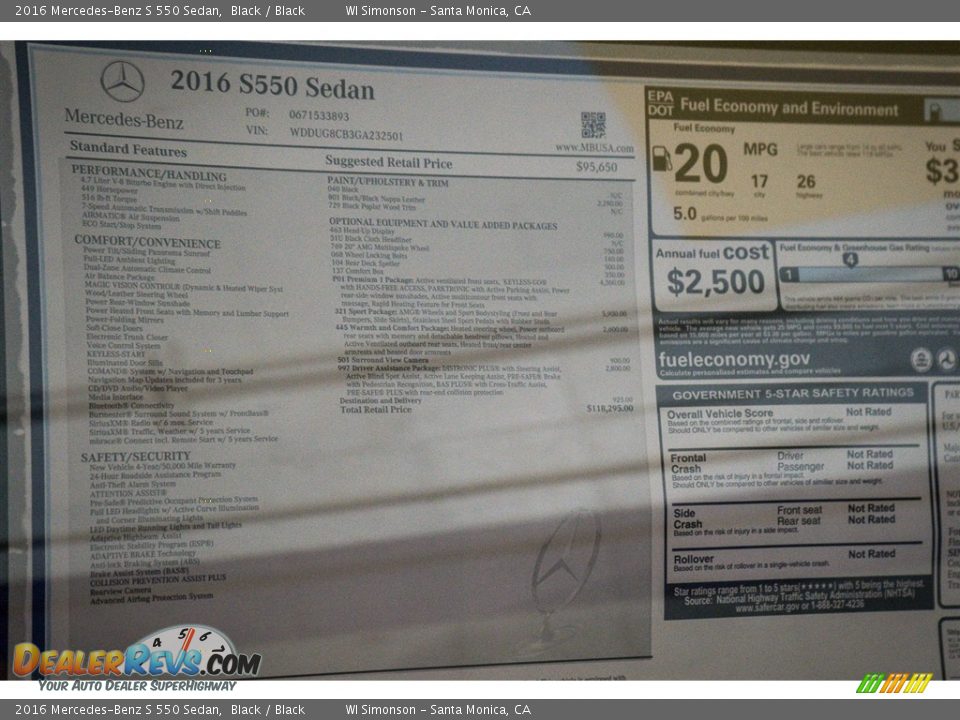 2016 Mercedes-Benz S 550 Sedan Black / Black Photo #11