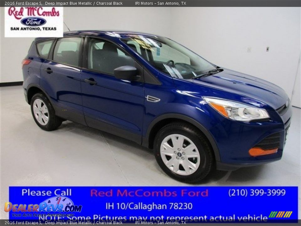 2016 Ford Escape S Deep Impact Blue Metallic / Charcoal Black Photo #1
