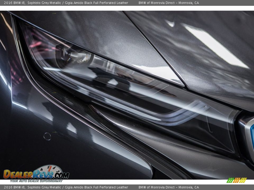 2016 BMW i8 Sophisto Grey Metallic / Gigia Amido Black Full Perforated Leather Photo #10